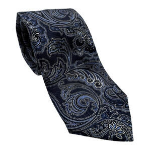 Eton Silk Neck Tie Paisley Blue 60" x 3"